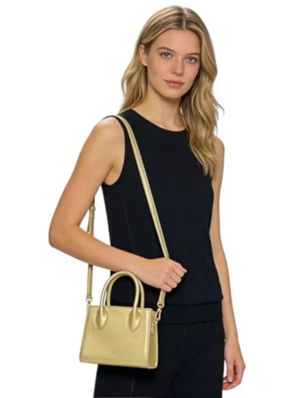 Faux Leather Small Crossbody Tote Bag - Cute Mini Purse Handbag